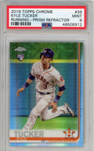 Load image into Gallery viewer, 2019 Topps Chrome Kyle Tucker Rookie Running Prism Refractor Astros PSA 9 Mint
