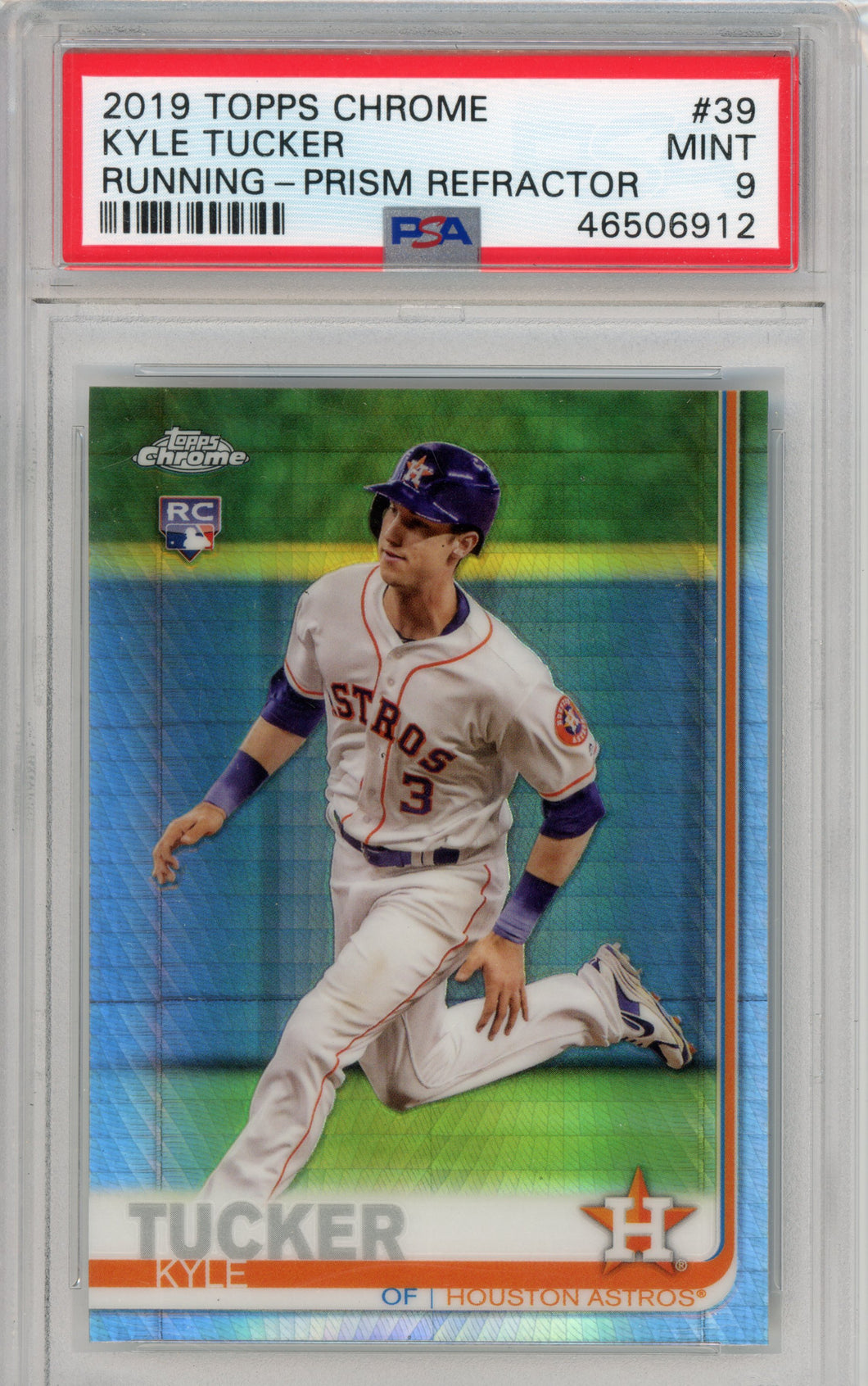 2019 Topps Chrome Kyle Tucker Rookie Running Prism Refractor Astros PSA 9 Mint