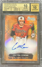 Load image into Gallery viewer, 2022 Bowman Sterling Colton Cowser Orange Auto Beckett 10/10 Pristine /75
