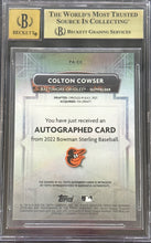 Load image into Gallery viewer, 2022 Bowman Sterling Colton Cowser Orange Auto Beckett 10/10 Pristine /75
